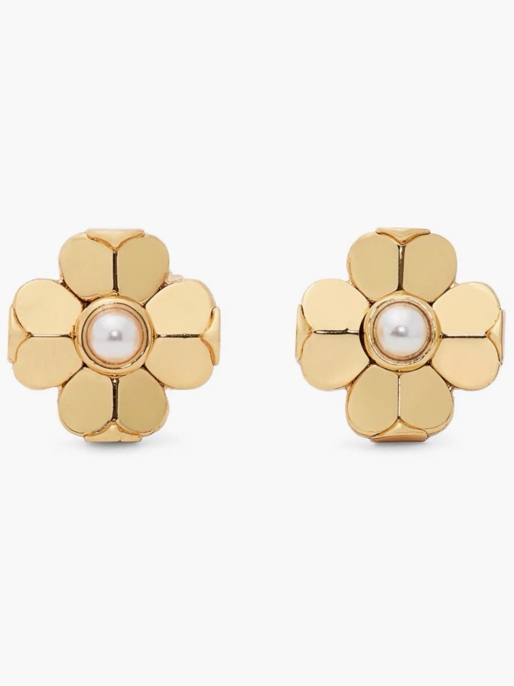 NWOB Kate Spade New York flower stud earrings Goldtone plate/faux pearl